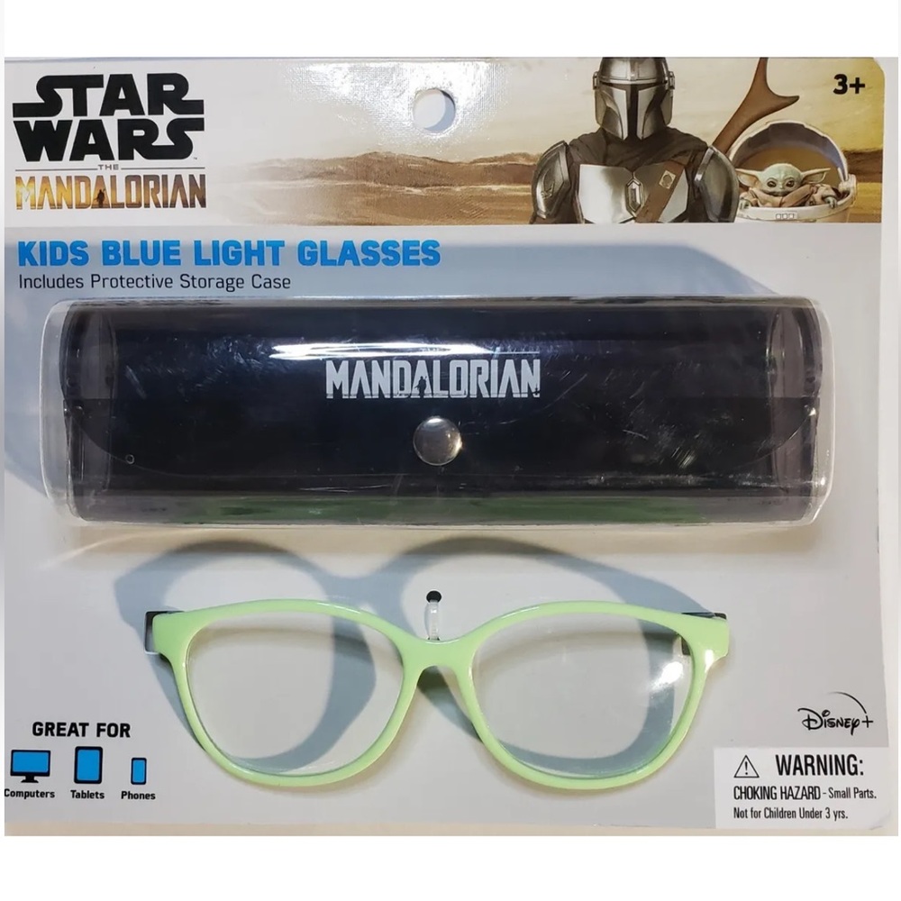 4/$20 Disney Star Wars the mandalorian Kids BLUE LIGHT GLASSES with storage case